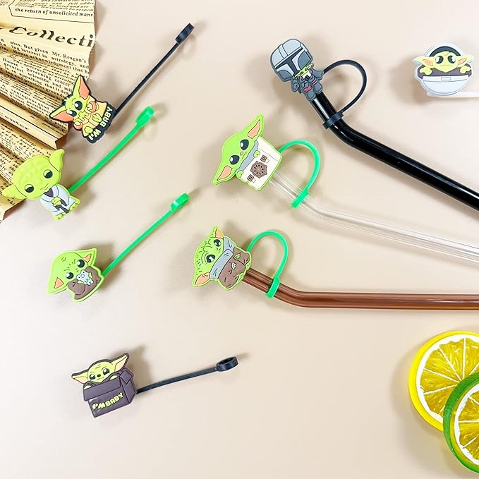 12 Pcs Space Wars Straw Covers Cap for 9-10mm Straws Fit Stanley Cup 40 oz 30 oz Tumbler with Handle, Reusable Drinking Straw Plugs, Stanley Accessories Straw Topper for Kids Party Favor