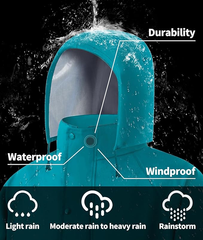 RainRider Rain Suits for Men Women Waterproof Reflective Rain Coat and Bib Pants for Safety Heavy Duty Rain Gear Fishing