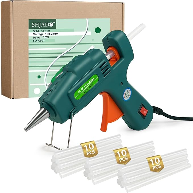 Hot Glue Gun with 30 Glue Sticks, Fast Preheating Hot Melt Gun, Mini Glue Gun Kit for Kids DIY School Craft Projects and Quick Home Repairs, 20W Green