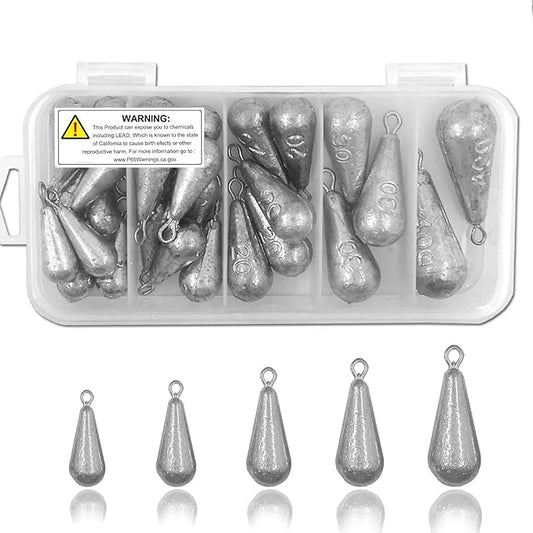 Fishing Weights Sinkers for Line, Bass Casting Sinkers, Saltwater Plomos para Pescar, Sliding Weights Assortment for Bottom Fishing