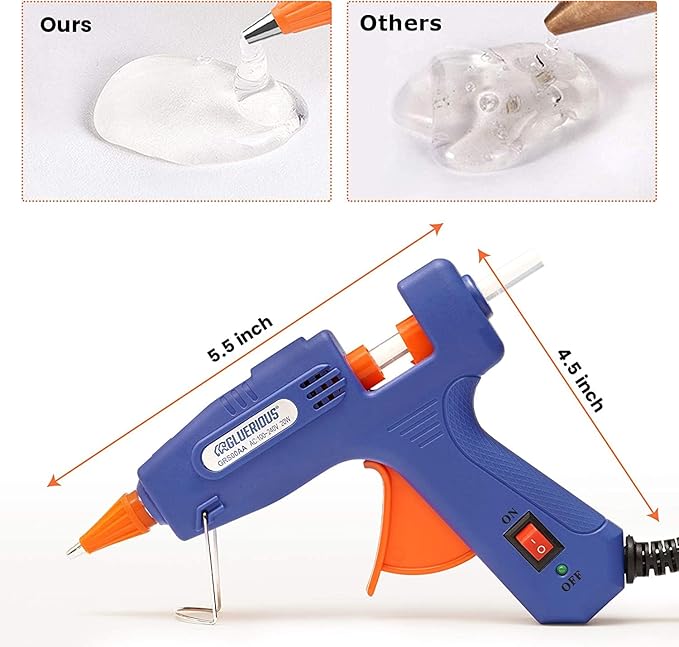Mini Hot Glue Gun with 30 Glue Sticks for Crafts School DIY Arts Home Quick Repairs, 20W, Blue