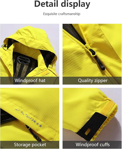 Outdoor Men's Waterproof Raincoat Windbreaker Lightweight Rain Jacket with Detachable Hood