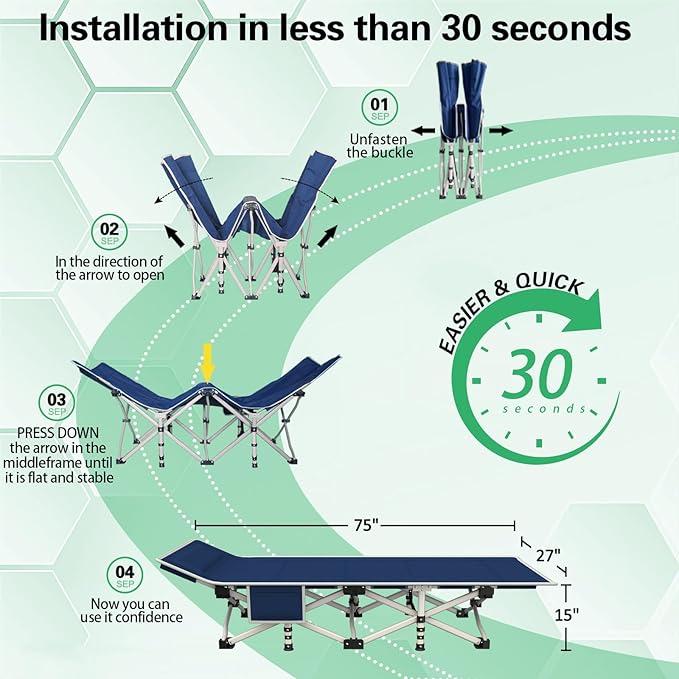 2 Pack Camping Cot with Comfortable Mattress 2 Person Cots for Sleeping Sleeping Cot Folding Cot with Carry Bag Camping Bed Heavy Duty for Home Outdoor Travel