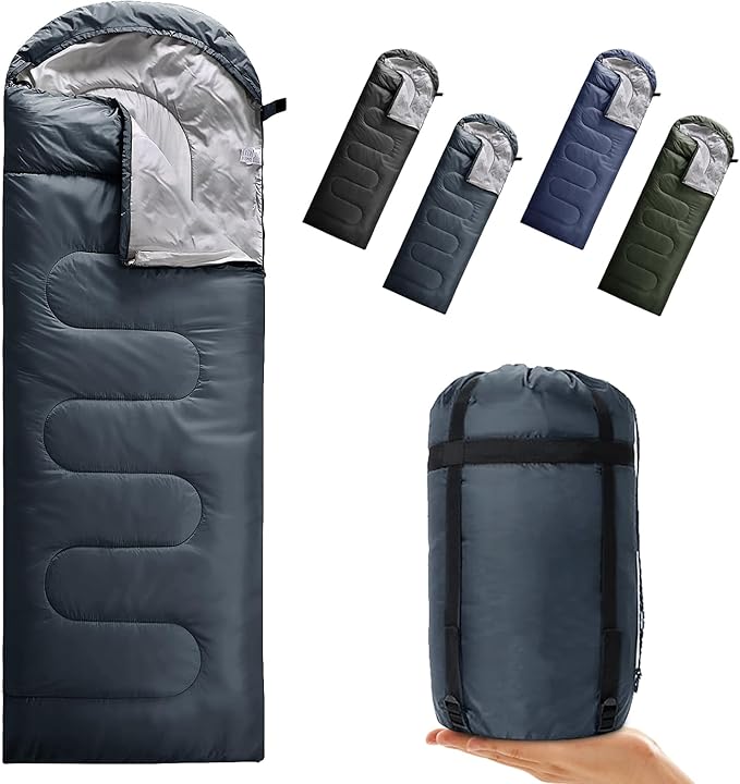 Camping Sleeping Bag 3 Seasons Warm & Cool Weather, Lightweight, Waterproof, Portable Backpacking for Adults & Kids - Camping Essentials Gear Accessories Hiking Travel