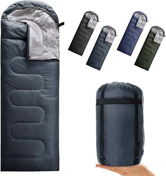 Camping Sleeping Bag 3 Seasons Warm & Cool Weather, Lightweight, Waterproof, Portable Backpacking for Adults & Kids - Camping Essentials Gear Accessories Hiking Travel