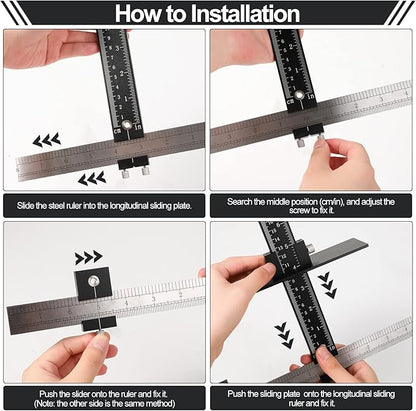 Cabinet Hardware Jig, Aluminum Alloy Pull Template with Adjustable of Door and Drawer Knobs Installation, Drill Guide Sleeve Drawer Pull Jig for Handles and Pulls