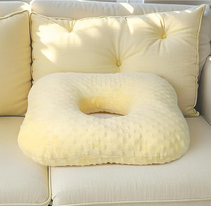 Donut Pillow for Tailbone Pain Relief, Wheelchair Cushion for Hemorrhoids and Bed Sores, Pregnancy, Donut Pillow Suitable for Office, Long Travel, Car and Home Sofa(Goose Down Yellow-Bean)