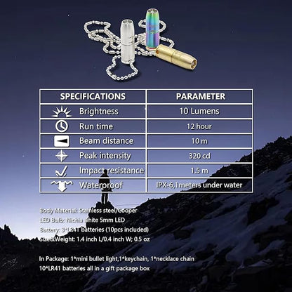 Super Tiny Mini Small Keychain Flashlight,Smallest Bright Long Lifetime Key Ring Light Torch for EDC Emergency Dog Walking Sleeping Reading Gift for Student Kids or Parents(e1 Stainless Steel)