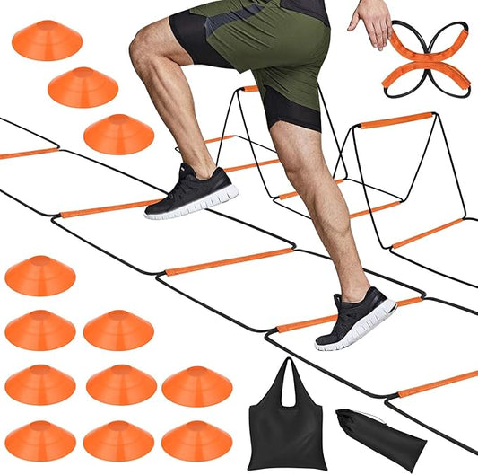Agility Ladder, Speed Ladder, Agility Ladder Speed Training Equipment, Football Ladder, Footwork Ladder, Training Ladder for Footwork, Foldable Quick Assembly & Non - Tangling & Storage Bag