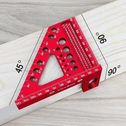 Metric Versatile Carpenter Square Scribing Ruler, 3D Multi-Angle Measuring Tool with Angle Pin Aluminum Alloy 22.5-90 Degree, CM Scale for Woodworking, Engineering, Construction