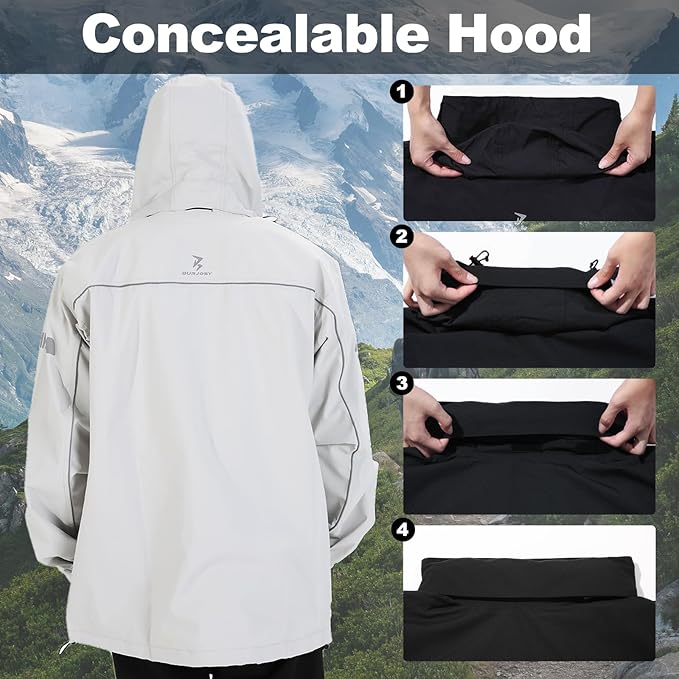 Rain Suit for Men, Packable Waterproof Rain Jacket & Pants, Reflective Raincoat Rain Gear for Outdoor Golf Hiking Fishing