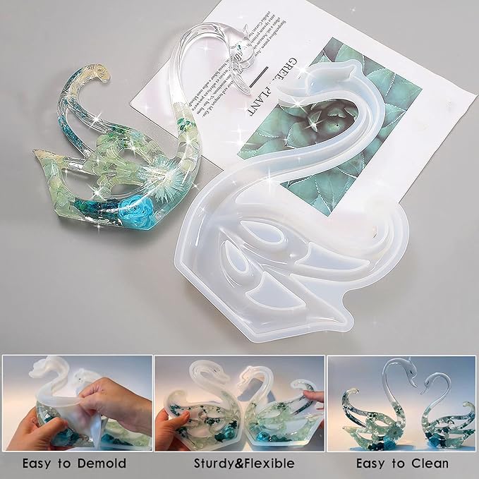 Large Swan Resin Molds,Couple Swan Silicone Epoxy Moulds,3D Animal Ornament Resina Casting Mold for DIY Resin Crafts,Cabinets Decor,Home Office Decoration,Wedding,Valentine