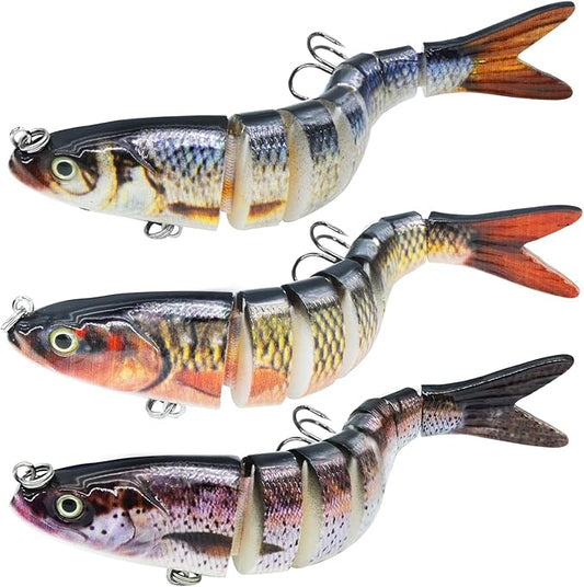 Fishing Lures for Bass Trout Topwater Multi Jointed Swimbaits Slow Sinking Bionic Swimming Lures Bass Freshwater Saltwater Bass Lifelike Fishing Lures Kit