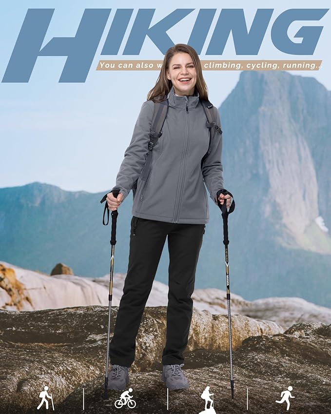 33,000ft Women's Lightweight Softshell Jacket Fleece Lined Windbreaker Waterproof Warm Jacket for Running Golf Hiking