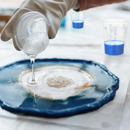 50 PACK Plastic Paint Mixing Cups, 20 oz (600ml) Disposable Liquid Measuring Cups with 50 Wooden Mixing Sticks, Measurement ratios: 2:1, 3:1, 4:1, Perfect for Epoxy Resin, Paint Mixing