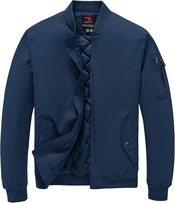 TBMPOY Men's Fall Jacket Winter Windbreaker Bomber Zip Up Padded Softshell Warm Windproof Casual Coat