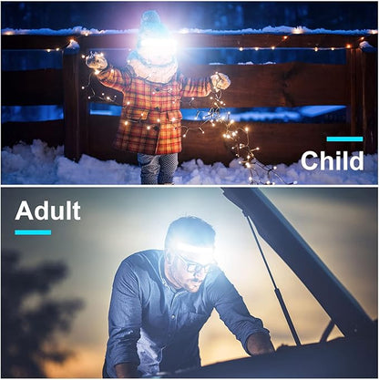 Headlamp Rechargeable, 3 Pack Bright LED Headlamps Wide Beam Head Lamp Headlight Flashlight with Red Tail Light 1200lm Lightweight Adjustable Waterproof for Biking Running Fishing Camping