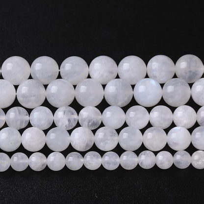 120PCS 6MM Natural Stone White Moonstone Gemstone Semi Precious Beads for Jewelry Making DIY Bracelet