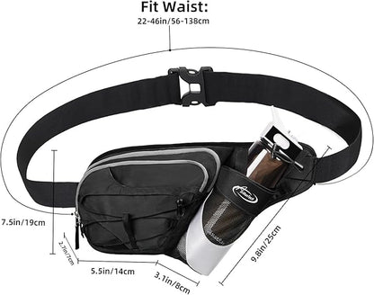AiRunTech Fanny Pack with Water Bottle Holder, Hiking Waist Bag for Walking Accessories Essentials, Hiking Hydration Gear Gift Women Men