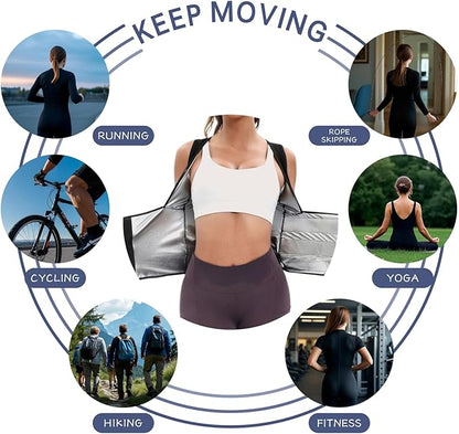 Women's Sauna Vest Waist Trainer, Adjustable Workout Sweat Shaper Shirt, Tummy Control Tank Top for Gym Yoga Running