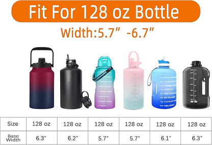 32/40/64/128 oz Neoprene Insulated Water Bottle Carrier Bag, Sling Bag Sleeve Pouch Holder with Strap & Paracord Handle and 2 Pocket for Travelling, Hiking, Camping