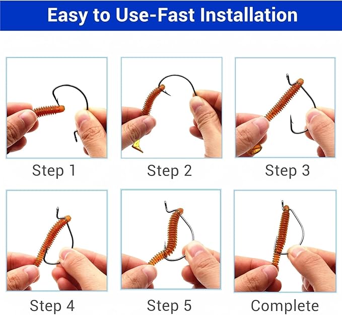 120Pcs Bass Hooks Set, Strong Offset Bass Fishing Hooks Freshwater Barbed Sharp Worm Hooks for Texas Rigging Fishing Extra Wide Gap 6 Sizes Assorted #1 1/0 2/0 3/0 4/0 5/0