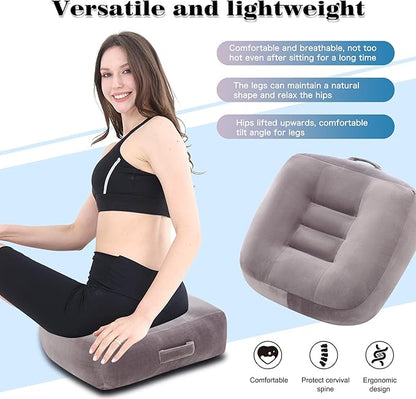 Extra Large Seat Cushion, Thick Chair Cushion Booster for Office Chair, to Rise Height, Velvet Cover with Handle and Anti-Slip Bottom, PP Cotton Filling, Coccyx Pain Relief (Grey, X Large)