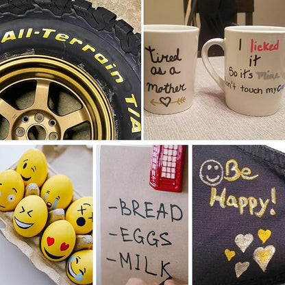 Overseas White Paint Pens Paint Markers - Permanent Acrylic Markers 3 Pack, Water Based, Quick Dry, Waterproof Marker Pen for Rock, Wood, Plastic, Metal, Canvas, Glass, Fabric, Mugs. Medium Tip