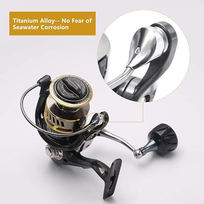 SAN LIKE Spinning Fishing Reel, Saltwater & Freshwater Fishing Reel 40.5 Lbs Max Drag - 7+1 BB Ball Bearing 5.2:1 Gear Ratio