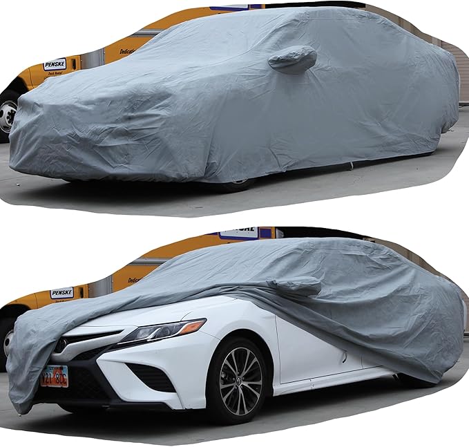 All Weather Waterproof car Cover Good for rain Snow uv Protection dust Large-Size Sedan Grand Prix 300 Charger Impala Regal MKZ Lacrosse LS Gray