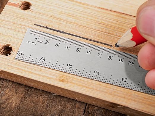 Metal Ruler with Cork Backing, 18 Inch Stainless Steel Rulers 18 inch Metal Ruler - Imperial and Metric - Non-Slip Prevent Ink Leakage - for School Office Engineering Tools