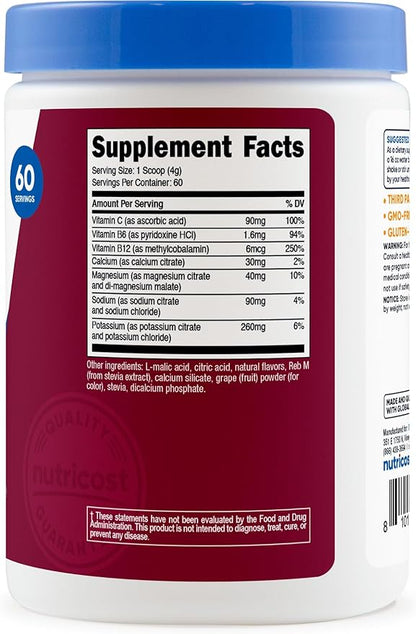 Nutricost Electrolyte Complex Powder (60 Servings, Grape) - Hydration Supplement Drink Mix with Vitamins and Minerals