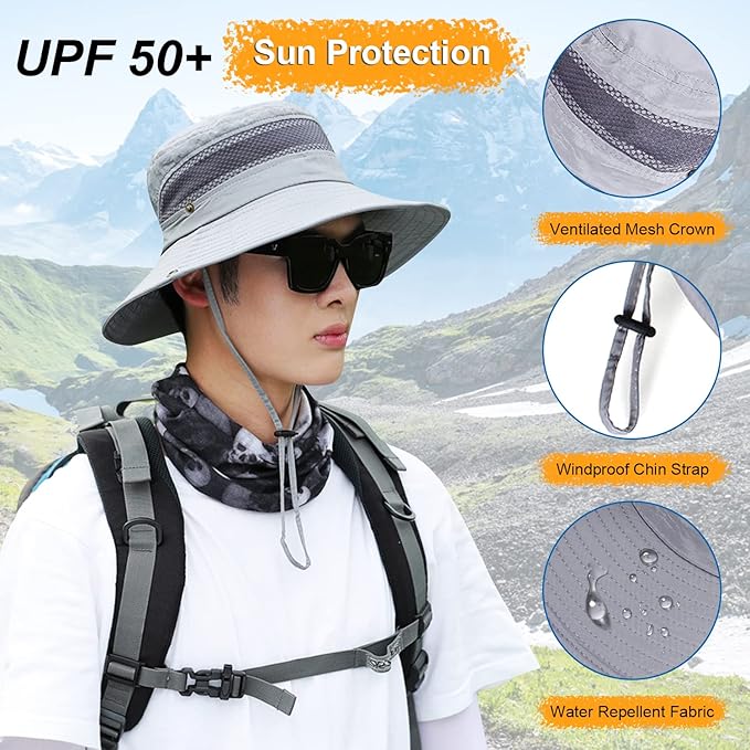 Women Fishing Sun Hat Men Summer UV Protection Bucket Hats Mesh Ventilated Outdoor Hiking Gardening Beach Lawn Hat