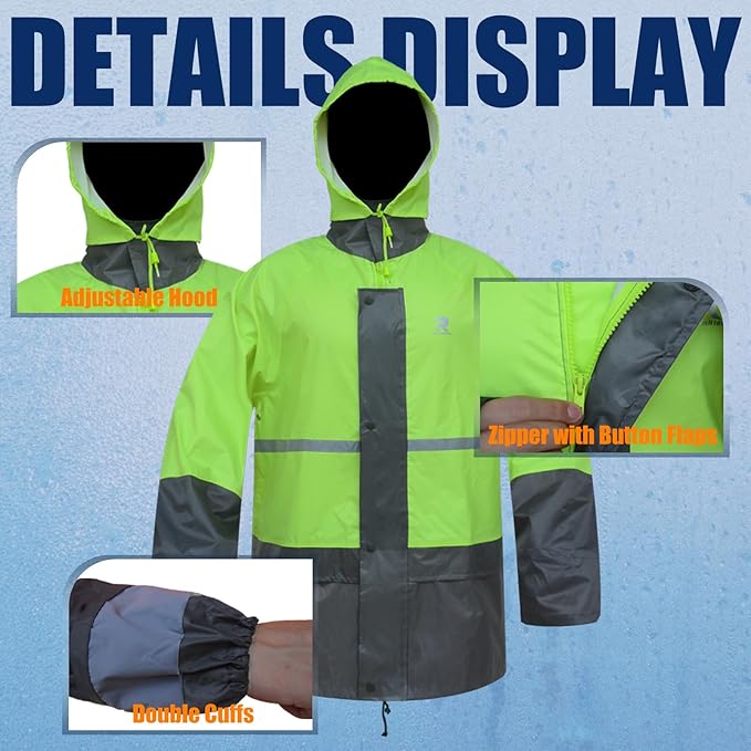RainRider Rain Jacket Pants Suits for Men Women Waterproof Lightweight Rain Gear Workwear