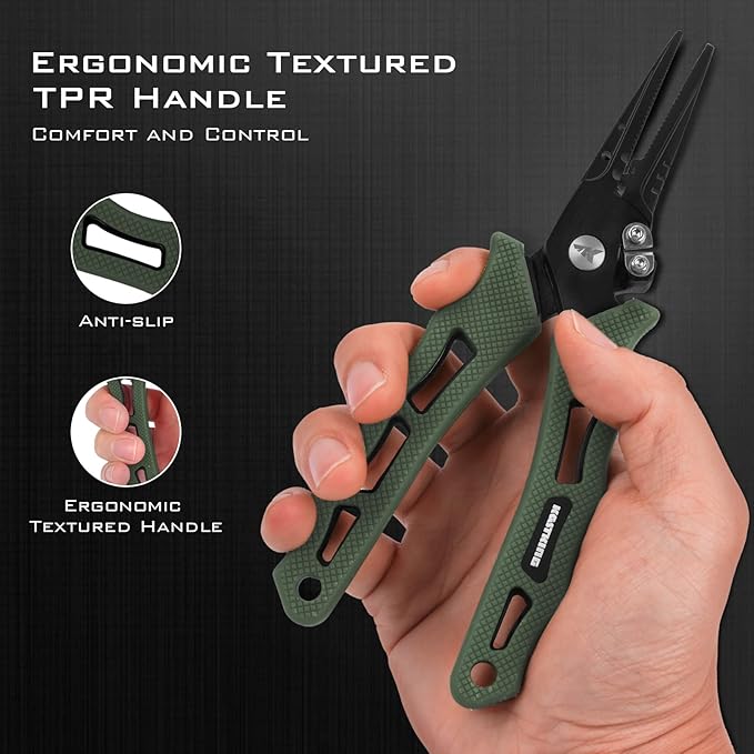 KastKing Cutthroat 7 inch Fishing Split Ring Pliers, 420 Stainless Steel Fishing Tools, Saltwater Resistant Fishing Gear, Tungsten Carbide Cutters