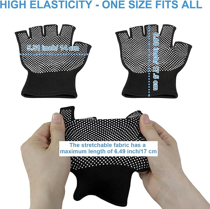 Fingerless Workout Gloves for Men and Women, Black Half-Finger Work Gloves, Fitness Exercise Gloves for Yoga, Weight Lifting, Cycling, Gym, Running, Driving-Breathable, Anti-Slip, Stretchy