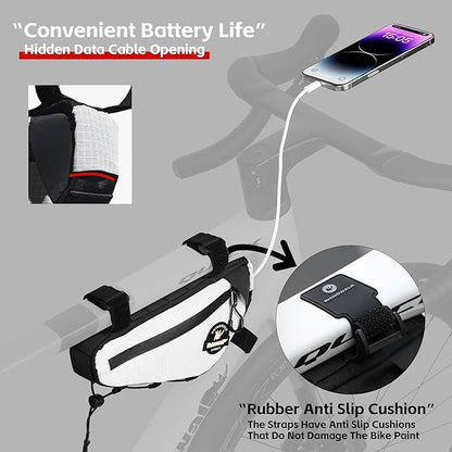 Bicycle Frame Bag Rhinowalk Bike Triangle Bag with Dual Side Mesh Pockets for MTB Road Bike Cycling Commuting (Black,1.3L)