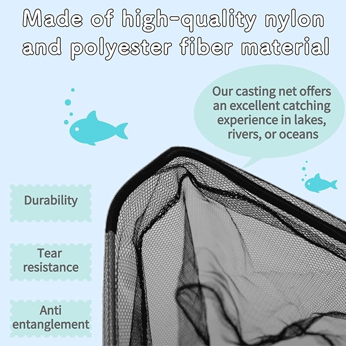 Folding Kayak Fishing Net with Aluminum Alloy Frame Rubber-Coated Nylon Net for Small Fishing Net Fishing Landing Net for Non-Slip Gloves Storage Bag