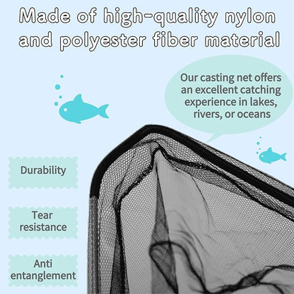 Folding Kayak Fishing Net with Aluminum Alloy Frame Rubber-Coated Nylon Net for Small Fishing Net Fishing Landing Net for Non-Slip Gloves Storage Bag