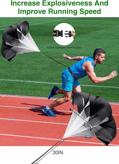 Speed Agility Training Equipment Set - 20ft Agility Ladder, 10 Disc Cones, Resistance Parachute, 5 Resistance Bands & Carry Bag | Football Soccer Basketball Fitness Drills for Kids Adults