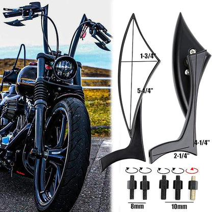 8mm 10mm Black Motorcycle Rearview Side Mirrors Blade Compatible with Harley Sportster Custom Iron 883 Road King Street Softail Electra Glide