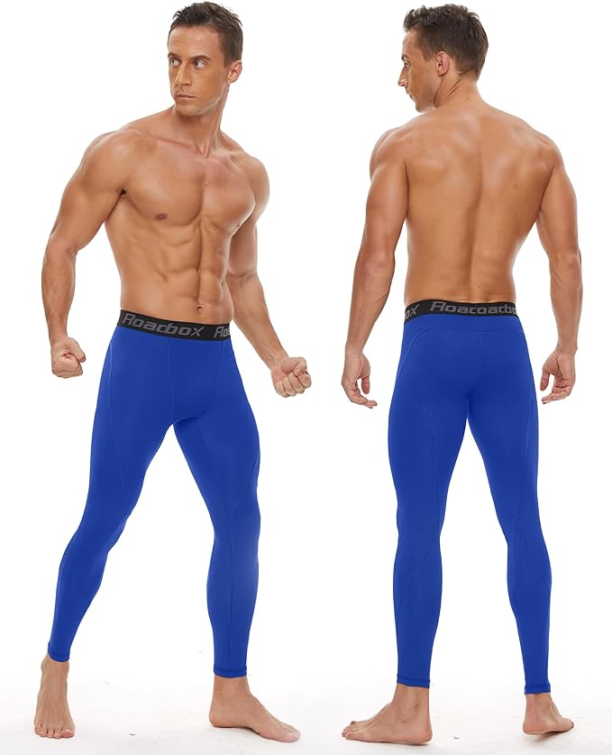 Roadbox 2 Pack Men's Compression Pants, Quick Dry Running Tights Workout Leggings, Athletic Base Layer for Gym Football Yoga