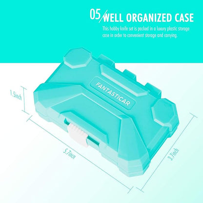 FantastiCAR 29pcs Craft Knife, Precision Cutter Hobby Knife Blades Set for Art Work, Scrapbooking, Stencil, Architecture Modeling, Wood Leather Working (Aqua Blue)