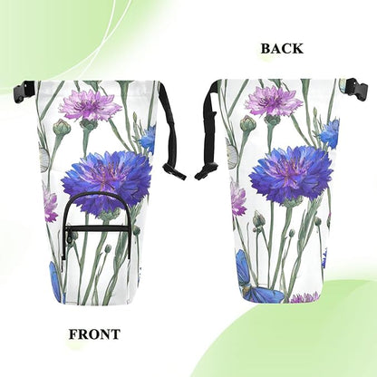 Blue Purple Cornflower Water Bottle Holder with Strap Insulated Water Bottle Carrier Crossbody Bags Pouch with Phone Pocket for Travel Gym Hiking Walking Running