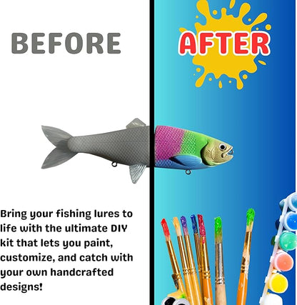 DIY Fishing Lure Kit - Kid-Friendly Fishing Gear for Customizing Lures, Includes Paint & Brushes, Perfect Arts and Crafts for Kids, Tackle Box Must-Have