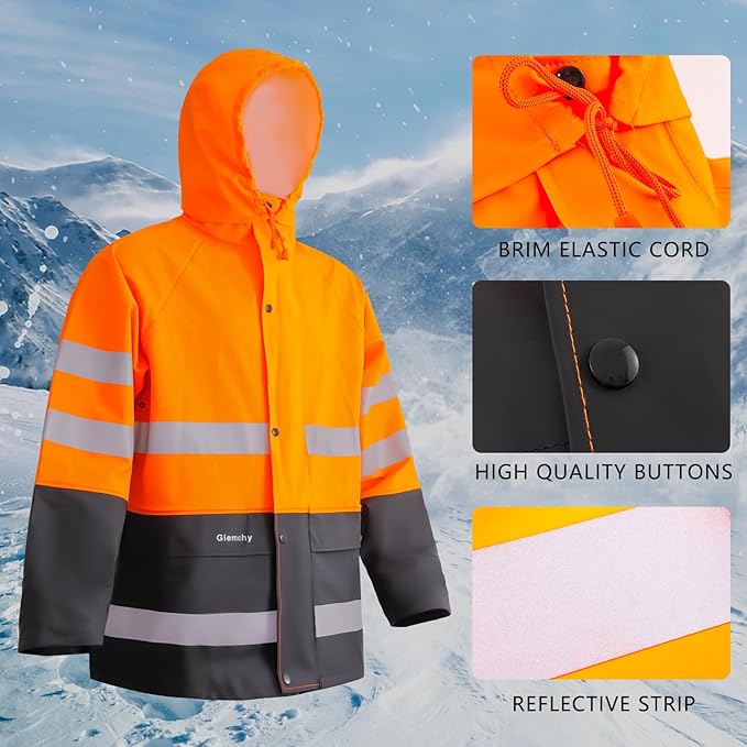Rain Suit For Men & Women Waterproof Heavy Duty Rain Gear Reflective Jacket for Fishing Outdoor Work Raincoats