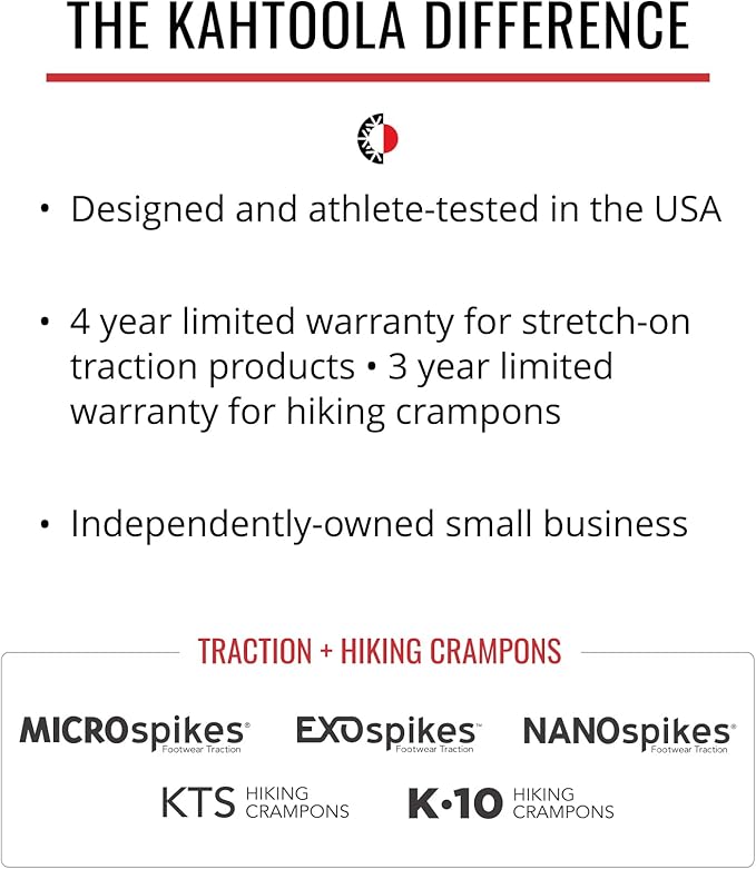 Kahtoola MICROspikes Footwear Traction for Winter Trail Hiking & Ice Mountaineering