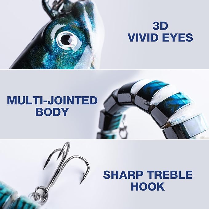 Goture Bass Fishing Lures, Lifelike Jointed Swimbait for Bass Trout Walleye Crappie Pike, Slow Sinking Segment Swimming Bait Fishing Lures for Freshwater and Saltwater, Gifts for Men