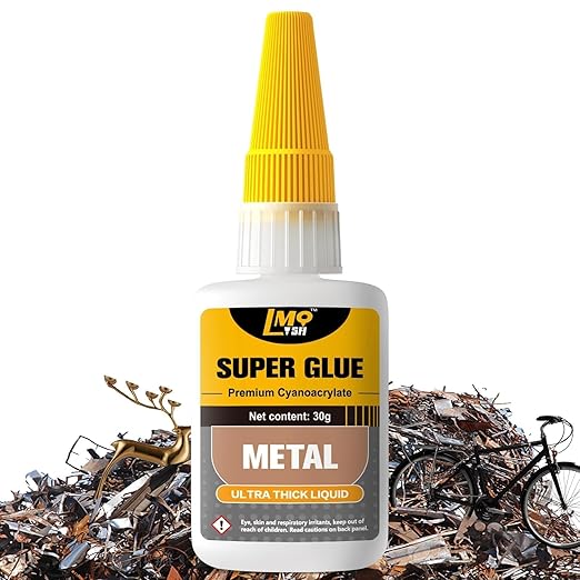 Liquid Super Glue for Metal, 30g Clear Instant Thick CA Glue for Stainless Steel Aluminum DIY Crafts and Repairs, Fast Drying High Strength All Purpose Permanent Professional Cyanoacrylate Adhesives