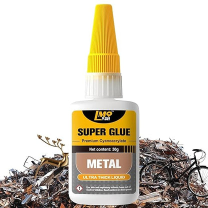 Liquid Super Glue for Metal, 30g Clear Instant Thick CA Glue for Stainless Steel Aluminum DIY Crafts and Repairs, Fast Drying High Strength All Purpose Permanent Professional Cyanoacrylate Adhesives